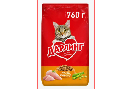 Корм д/взр кошек ДАРЛИНГ 760гр Птица/овощи 1/8шт