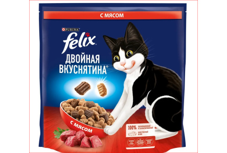 Корм д/кошек FELIX Двойная вкуснятина 200гр Мясо 1/8шт