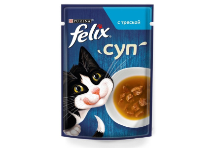 Корм д/кошек FELIX 48гр Суп с треской 1/36шт