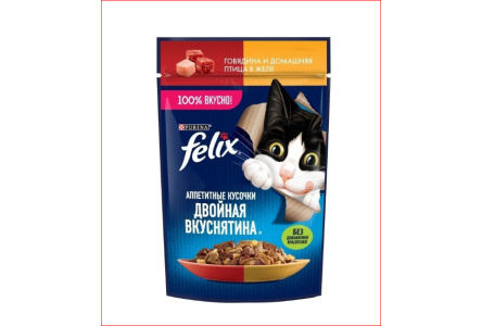 Корм д/кошек FELIX 75гр Говядина/птица 1/26шт