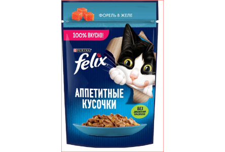 Корм д/кошек FELIX 75гр Форель в желе 1/26шт