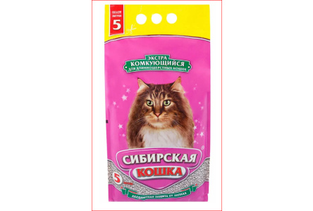 Наполнитель СИБИРСКАЯ КОШКА Экстра 5л комкующийся д/длиношерстных 1/4шт