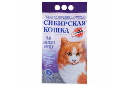 Наполнитель СИБИРСКАЯ КОШКА 5л Прима комкующийся 1/4шт