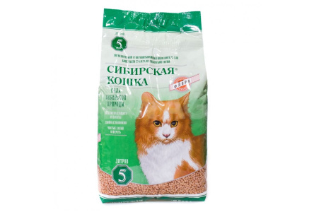 Наполнитель СИБИРСКАЯ КОШКА Флора 5л древесные гранулы 1/4шт