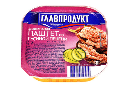 Паштет ГЛАВПРОДУКТ 95гр Ламистр деликатес из гусин печени 1/32шт