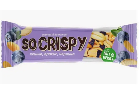 Батончик НЕВСКИЙ КОНДИТЕР 35гр So Crispy арахис/кешью/черника 1/24шт