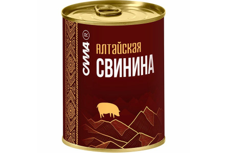 Свинина тушеная СИЛА АЛТАЯ 338гр ГОСТ в/с ж/б 1/24шт