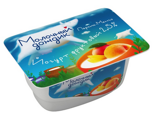 Йогурт МОЛОЧНЫЙ ДОЖДИК 125гр 2,5% Персик-Манго стакан 1/8шт БЗМЖ