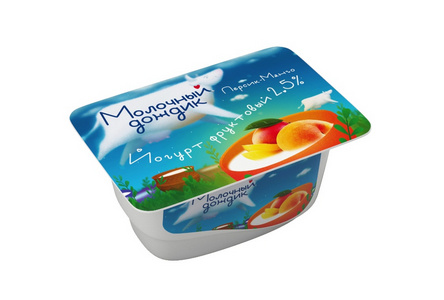 Йогурт МОЛОЧНЫЙ ДОЖДИК 125гр 2,5% Персик-Манго стакан 1/8шт БЗМЖ