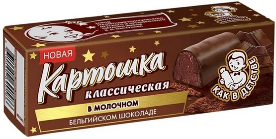 Десерт творожный ПЕРВЫЙ ШОКОЛАТЬЕ 180гр Картошка классическая в молочном бельгийском шоколаде 1/4шт