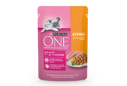 Корм д/котят PURINA ONE 75гр Курица/морковь 1/26шт