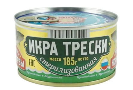 Икра трески ВКУСНЫЕ КОНСЕРВЫ 185гр ключ ж/б 1/24шт