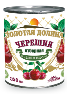 Компот ЗОЛОТАЯ ДОЛИНА 850гр Черешня ж/б 1/12шт