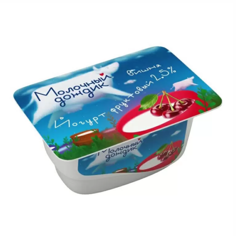 Йогурт МОЛОЧНЫЙ ДОЖДИК 125гр 2,5% Вишня стакан 1/8шт БЗМЖ