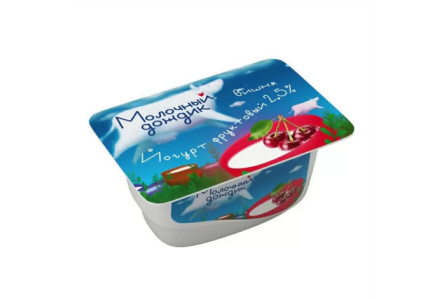 Йогурт МОЛОЧНЫЙ ДОЖДИК 125гр 2,5% Вишня стакан 1/8шт БЗМЖ