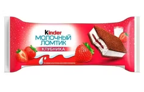 Бисквитное пирожное КИНДЕР Молочный ломтик 28гр Клубника 1/20шт