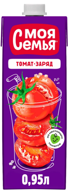 Сок/Нектар МОЯ СЕМЬЯ 0,95л Томат-заряд 1/8шт