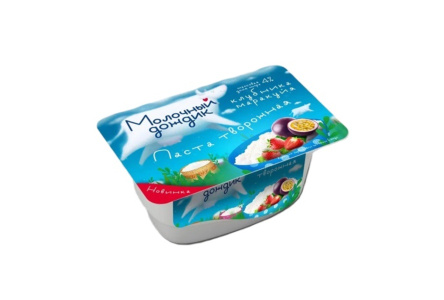 Паста творожная МОЛОЧНЫЙ ДОЖДИК 125гр 4% Клубника-маракуйя 1/8шт БЗМЖ
