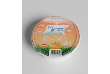 Йогурт МОЛОЧНЫЙ ДОЖДИК 130гр 4% Персик 1/9шт Продукт без заменителя молочного жира