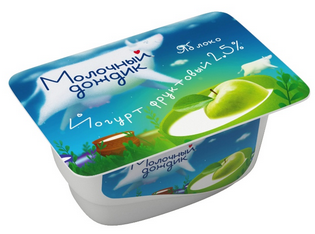 Йогурт МОЛОЧНЫЙ ДОЖДИК 125гр 2,5% Яблоко стакан 1/8шт БЗМЖ