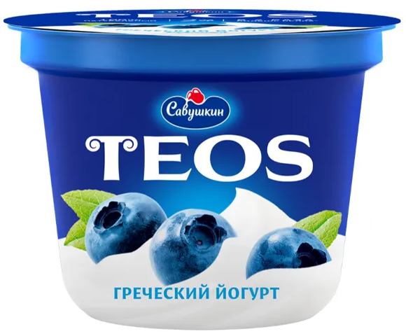 Йогурт TEOS 250гр 2% Черника 1/6шт