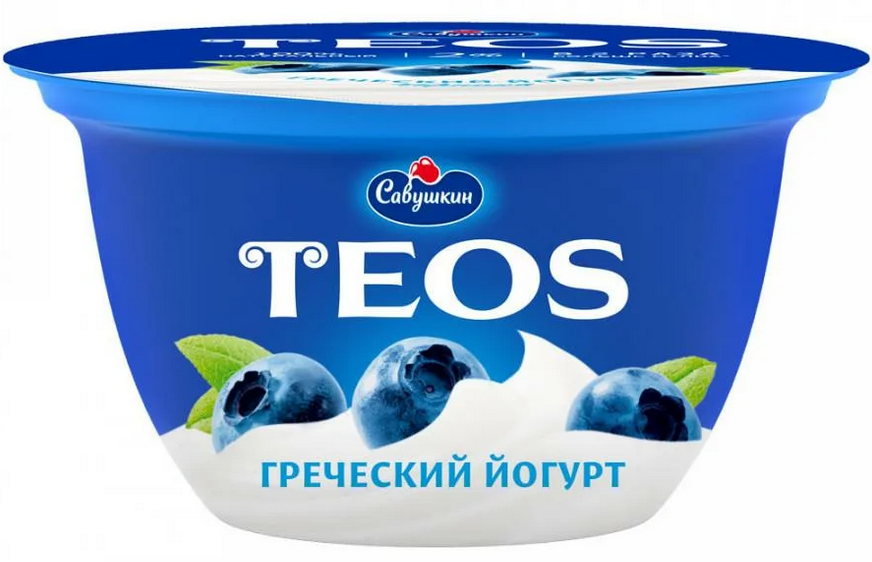 Йогурт TEOS 140гр 2% Черника 1/6шт