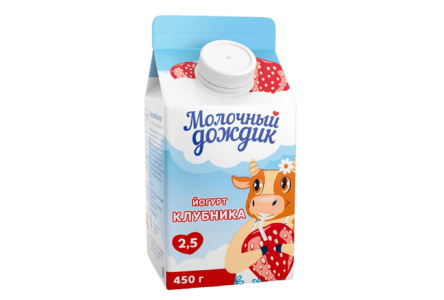 Йогурт питьевой МОЛОЧНЫЙ ДОЖДИК 450гр 2,5% Клубника т/п 1/5шт БЗМЖ
