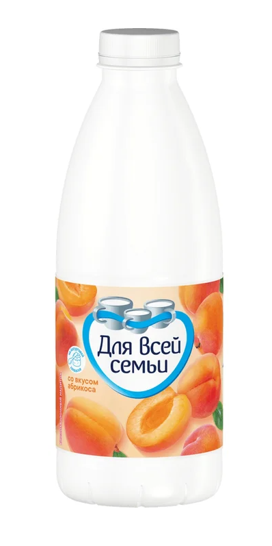 Напиток кисломолочный ДЛЯ ВСЕЙ СЕМЬИ 930гр 1% Абрикос 1/6шт Продукт без заменителя молочного жира