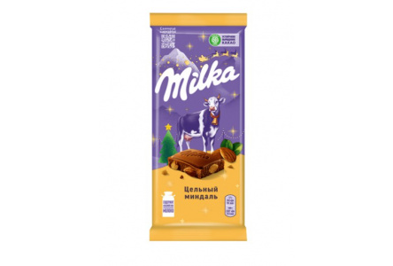 Шоколад молочный MILKA Bubbles 80гр Цельный миндаль 1/20шт