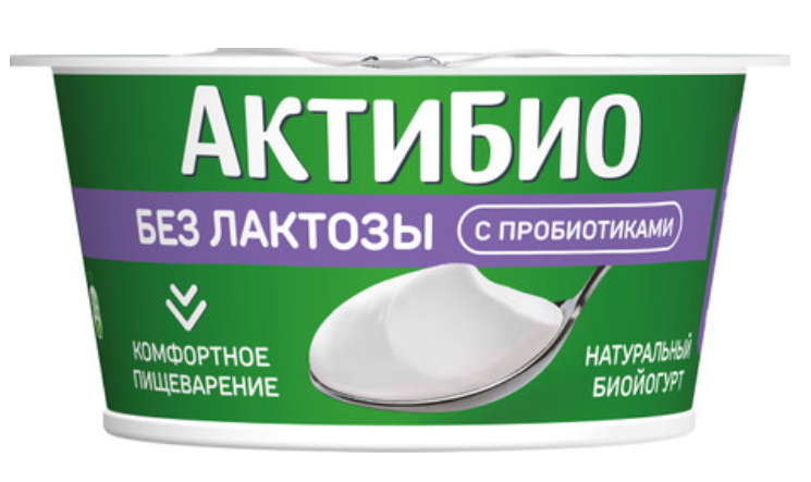 Биойогурт АКТИБИО 130гр 3,4% Без лактозы натуральный 1/6шт