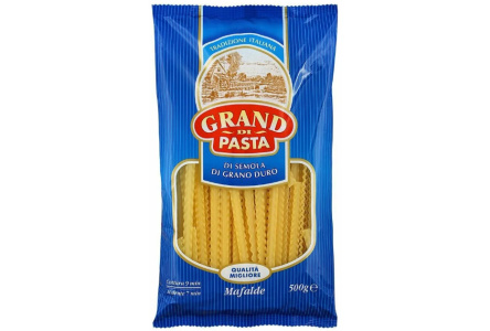 Макаронные изделия GRAND DI PASTA 500гр Mafalde Лапша длинная Волна А 1/12шт