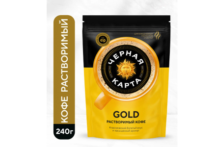 Кофе растворимый ЧЕРНАЯ КАРТА 240гр Gold м/у 1/12шт