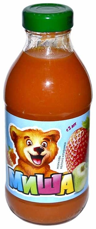 ДП Нектар BARINOFF МИША 0,33л Морковь/яблоко/клубника с мякотью 1/10шт