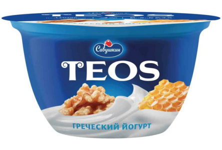 Йогурт греческий TEOS 140гр 2,0% Грецкий орех/мед 1/6шт