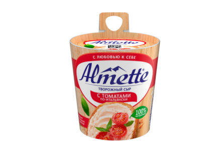 Сыр творожный ALMETTE 150гр с вялеными томатами и базиликом 1/8шт