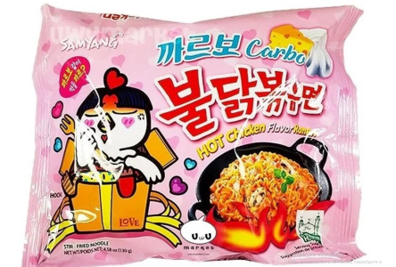 Лапша SAMYANG Hot Chicken 130гр Острая курица в соусе карбонара м/у 1/40шт
