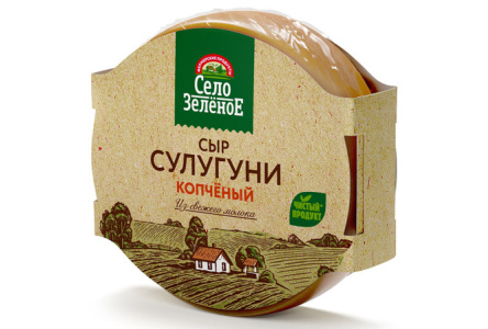 Сыр СЕЛО ЗЕЛЕНОЕ 280гр 40% Сулугуни Копченый 1/8шт