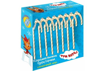 Карамель ТРИ КОТА 120гр Тросточки 1/12шт Сладкая Сказка