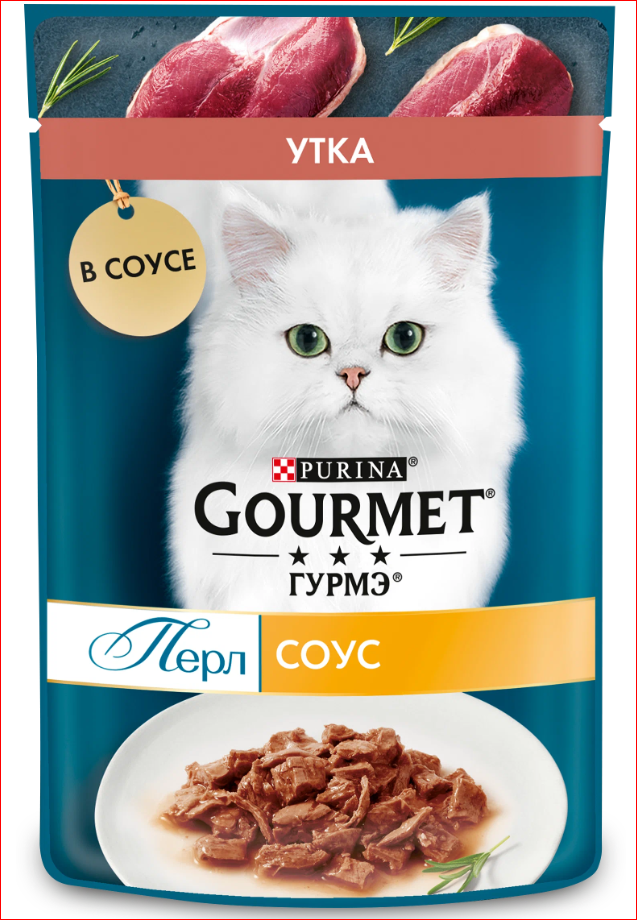 Корм д/кошек GOURMET PERLE 75гр Утка Соус 1/26шт