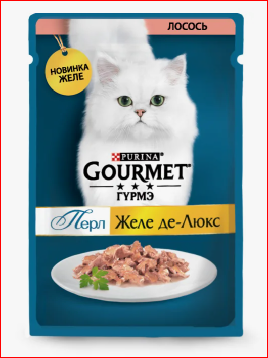 Корм д/кошек GOURMET PERLE 75гр Лосось СоусДеЛюкс 1/26шт