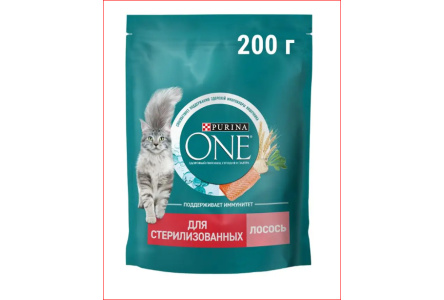 Корм д/кошек PURINA ONE 200гр Лосось/пшено д/стерилизованных кошек 1/10шт
