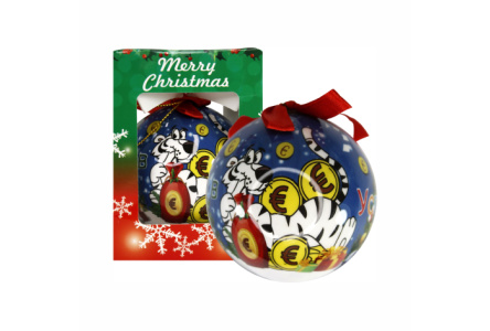 Елочный шар Тигр-богач 8см в подарочной упаковке синий