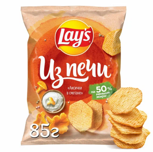 Чипсы LAYS 85гр Из печи лисички в сметане 1/14шт