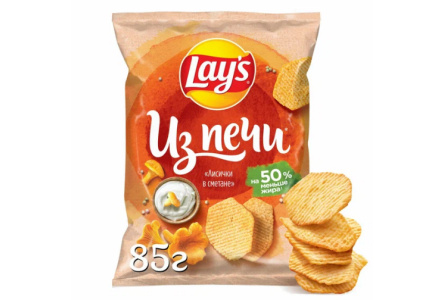 Чипсы LAYS 85гр Из печи лисички в сметане 1/14шт