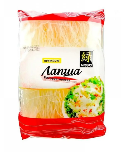 Лапша MIDORI 450гр Рисовая мелкая 1/24шт