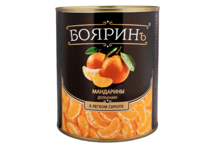 Компот БОЯРИНЪ 850мл Мандарины в сиропе ж/б 1/12шт
