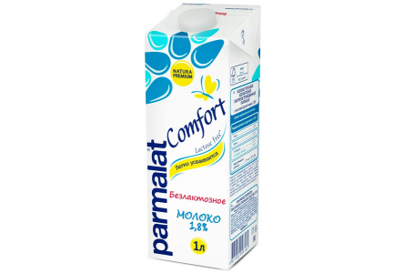Молоко PARMALAT 1л 1,8% т/п безлактозное 1/12шт Продукт без заменителя молочного жира