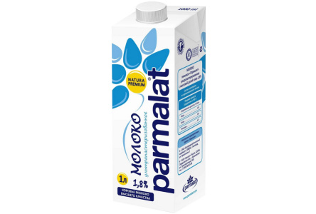 Молоко PARMALAT 1л 1,8% т/п 1/12шт Продукт без заменителя молочного жира