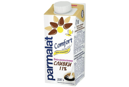 Сливки питьевые PARMALAT 200мл 11% безлактозные 1/27шт Продукт без заменителя молочного жира