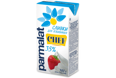 Сливки PARMALAT 500гр 35% д/взбивания 1/24шт Продукт без заменителя молочного жира